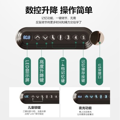 畅腾双电机电动升降桌现代简约椭圆柱电脑升降书房老板办公 桌现货图4