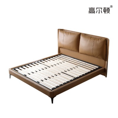 皮艺床主卧佛山家具软包床头高级感仙女床真皮床双人头层牛皮床图5