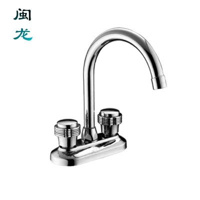 豪华双控面盆龙头陶瓷双孔双把脸盆龙头面板盖板冷热双手柄水龙头图2