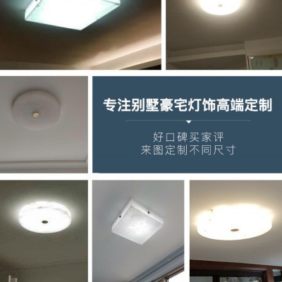 新中式吸顶灯客厅现代简约书房过道阳台全铜云石led吸顶灯卧室灯图4