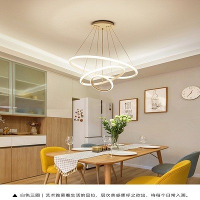北欧餐厅吊灯现代简约卧室饭厅吧台灯饰创意ins圆圈圆环灯具图4