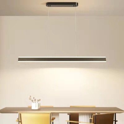 新款极简长条一字餐座吊灯现代北欧LED上下发光简约餐厅一字吊灯图2