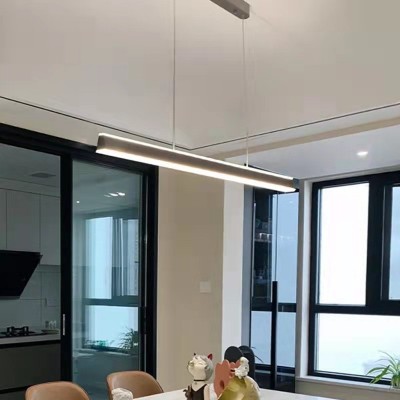 新款极简长条一字餐座吊灯现代北欧LED上下发光简约餐厅一字吊灯图3