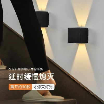 室内壁灯极简人体感应壁灯免布线免打孔磁吸壁灯充电led过道壁灯图4