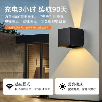 室内壁灯极简人体感应壁灯免布线免打孔磁吸壁灯充电led过道壁灯图3