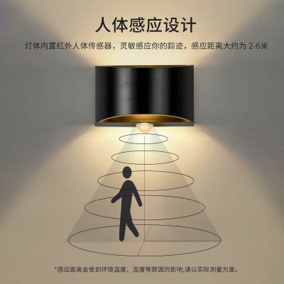 客厅卧室人体感应双头壁灯服装店酒店现代简约LED壁灯过道装饰灯图2