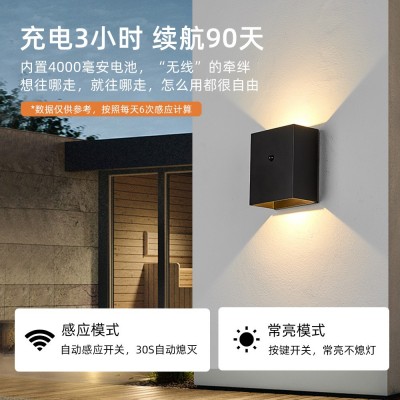 磁吸壁灯带感应 免布线充电壁灯庭院别墅led上下发光感应壁灯跨境图3