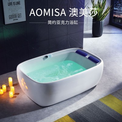 网红亚克力按摩恒温浴缸独立式无缝一体家用酒店别墅彩灯气泡浴缸图2