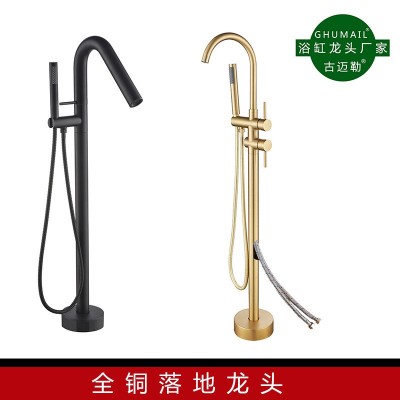 全铜落地龙头金色黑色拉丝金玫瑰金古铜色墙进水预埋式落地式龙头图1