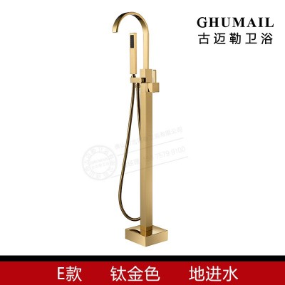 全铜落地龙头金色黑色拉丝金玫瑰金古铜色墙进水预埋式落地式龙头图2