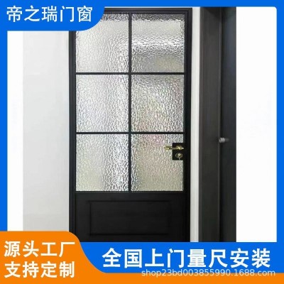 法式复古老铁门推拉门海棠花玻璃门铝合金防爆玻璃门复古平开门图2
