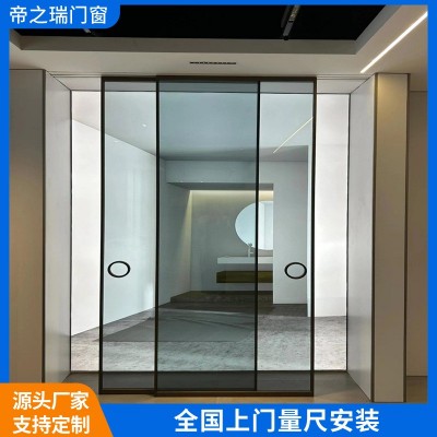 4016完美系统推拉门三联动四联动吊轨推拉门左右互推铝合金推拉门图2