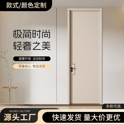复合实木门室内门房门隔音抗压入户卧室门免漆简约模压房间门批发图1