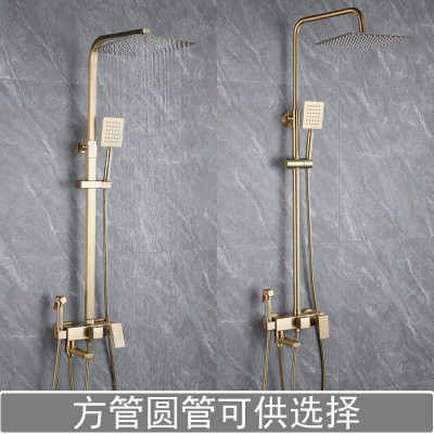 拉丝金花洒套装家用简约轻奢淋浴器卫生间浴室增压套装带喷枪跨境图4
