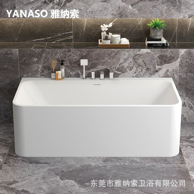雅纳索人造石浴缸长方形独立式一体成型家用浴盆成人酒店民宿专用图3