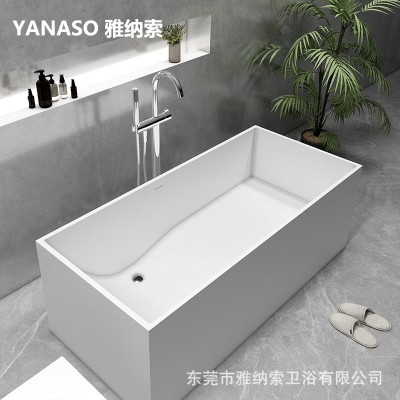 雅纳索家用人造石长方型独立一体式浴缸小户型民宿酒店工程浴缸图2