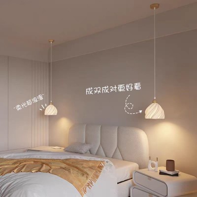 法式复古小吊灯床头吊线灯原木奶油风主卧室氛围灯玄关过道高级感图3