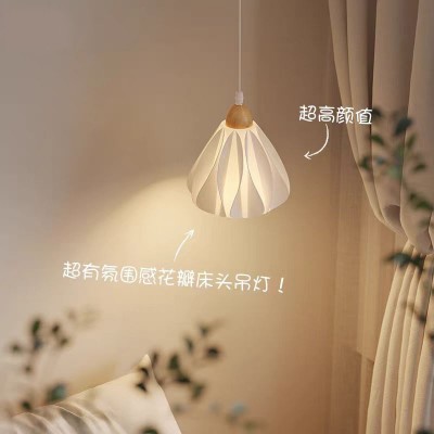 法式复古小吊灯床头吊线灯原木奶油风主卧室氛围灯玄关过道高级感图5