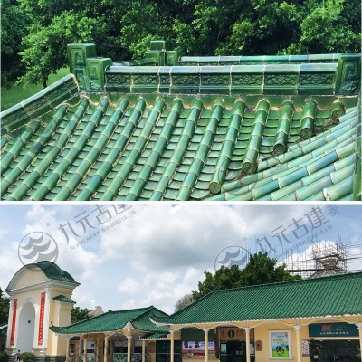 高温绿琉璃瓦新农村屋顶陶瓷瓦片古建园林瓦寺庙屋顶瓦绿色带釉瓦图4