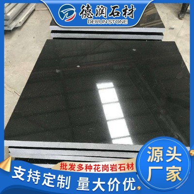 中国黑板材光面花岗岩石材室内外道路地铺石 黑色工程板光面石板图2