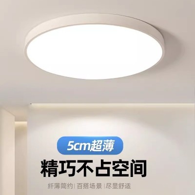 LED全光谱简约现代过道客厅卧室灯书房亚克力圆形卧室 超薄吸顶灯图1