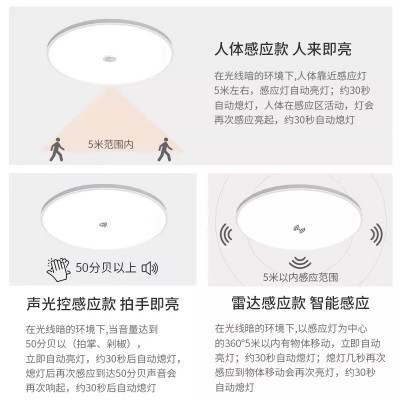 家用灯具楼梯灯过道客厅灯声光控雷达人体感应智能led三防吸顶灯图4