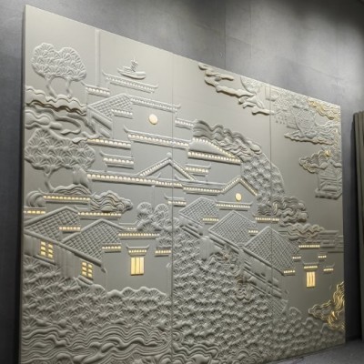 单色浮雕酒店床头软包客厅电视背景板现代简约立体背景墙图4