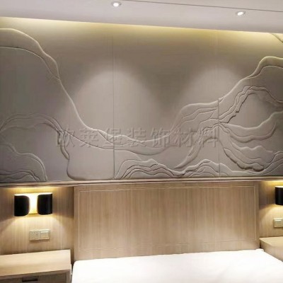 单色浮雕酒店床头软包客厅电视背景板现代简约立体背景墙图2
