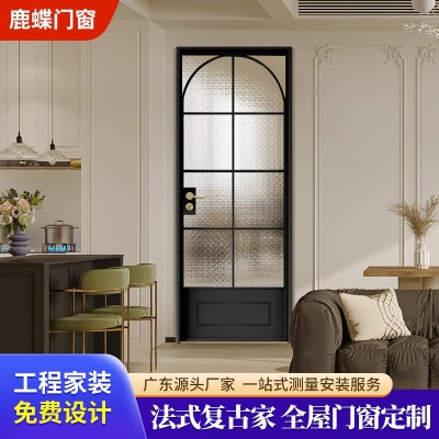 极简法式复古门卫生间玻璃门厨房推拉折叠门阳台老上海轻奢老铁门图2