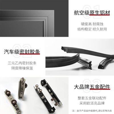 法式复古门极窄厨房推拉门客厅阳台三联动吊轨铝合金玻璃移门定制图4