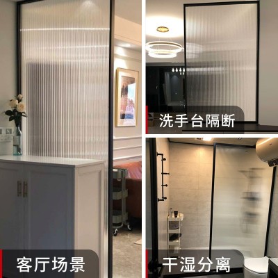 轻奢简约客厅入户玄关屏风卧室卫生间干湿分离窄边框长虹玻璃隔断图3