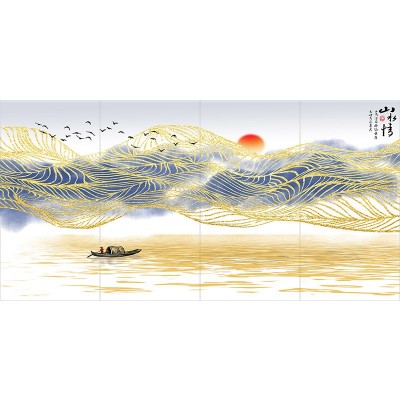 集成吊顶铝扣板山水画中式风酒店天花板厨房阳台卫生间铝天花吊顶图2