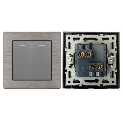 外贸80型欧洲标准欧标插座16A 220V德式欧规墙壁开关灰铝拉丝面板图2