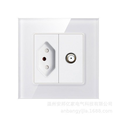 外贸巴西标插座20A三孔86型插座南美洲意大利墙壁暗装3.0白玻璃图5