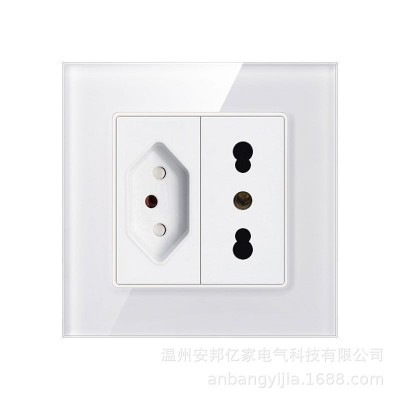 外贸巴西标插座20A三孔86型插座南美洲意大利墙壁暗装3.0白玻璃图3