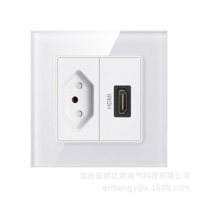 外贸巴西标插座20A三孔86型插座南美洲意大利墙壁暗装3.0白玻璃图4