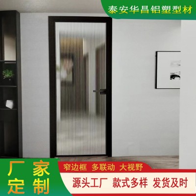 极窄平开门钛镁合金卫生间门窄边钢化玻璃极简平开门卧室洗手间图2
