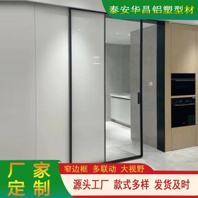 极简轻奢钛镁铝合金吊趟门阳台厨房油砂玻璃门 办公室隔音推拉门图3
