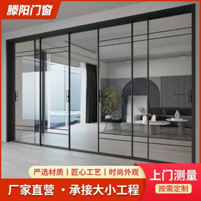 家用厨房卫生间双轨四扇推拉门简约室内办公室隔断门玻璃推拉门图3