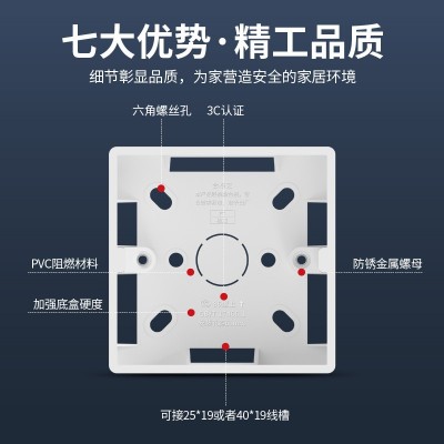 加厚86型开关插座PVC接线盒 通用底盒 明线盒明装下线明盒 布线盒图2