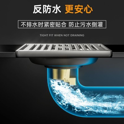 枪灰色不锈钢方形地漏家用厨房浴室卫生间下水道淋浴防虫神器图1