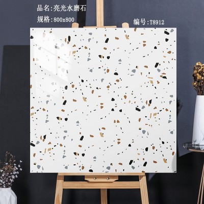 亮光水磨石瓷砖800x800别墅专卖店商场咖色地砖酒店工程600x1200图4
