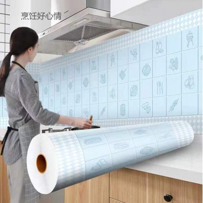 厨房防油贴纸防火耐高温墙贴防水防潮橱柜墙纸自粘台面锡箔纸灶台图1