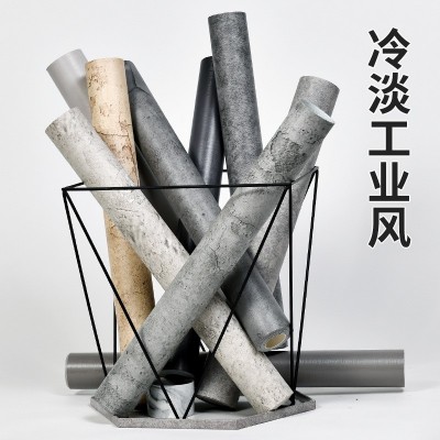 外贸裂纹水泥壁纸自粘服装店墙纸自粘复古北欧灰理发店网咖工业风图5