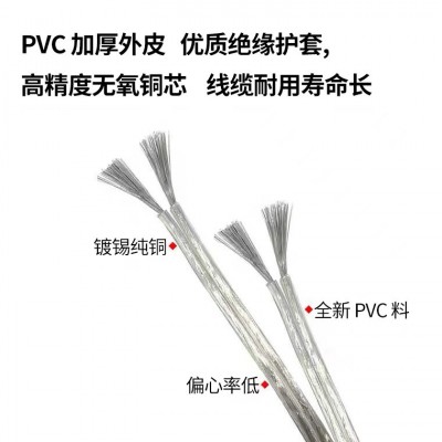 国标纯铜镀锡透明线RVB平行线0.5-2.5平方LED双并灯线电源线软线图2