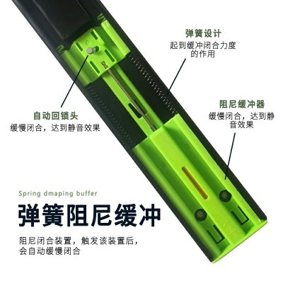4515加厚缓冲阻尼三节滑轨 加长1米抽屉静音滚珠三折轨道滑道批发图3