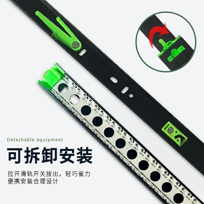 4515加厚缓冲阻尼三节滑轨 加长1米抽屉静音滚珠三折轨道滑道批发图2