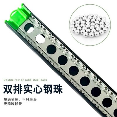 4515加厚缓冲阻尼三节滑轨 加长1米抽屉静音滚珠三折轨道滑道批发图4
