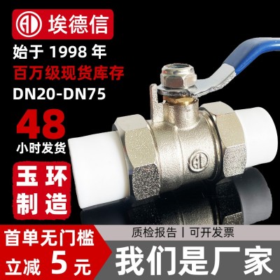 全铜PPR阀门自来水管水龙头开关铜阀门银色PPR电镀双活接水暖球阀图1