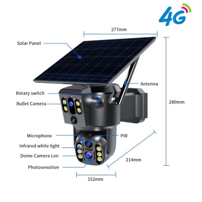 美版太阳能摄像头低功耗监控器双镜头监控器欧版4G户外 监控设备图3
